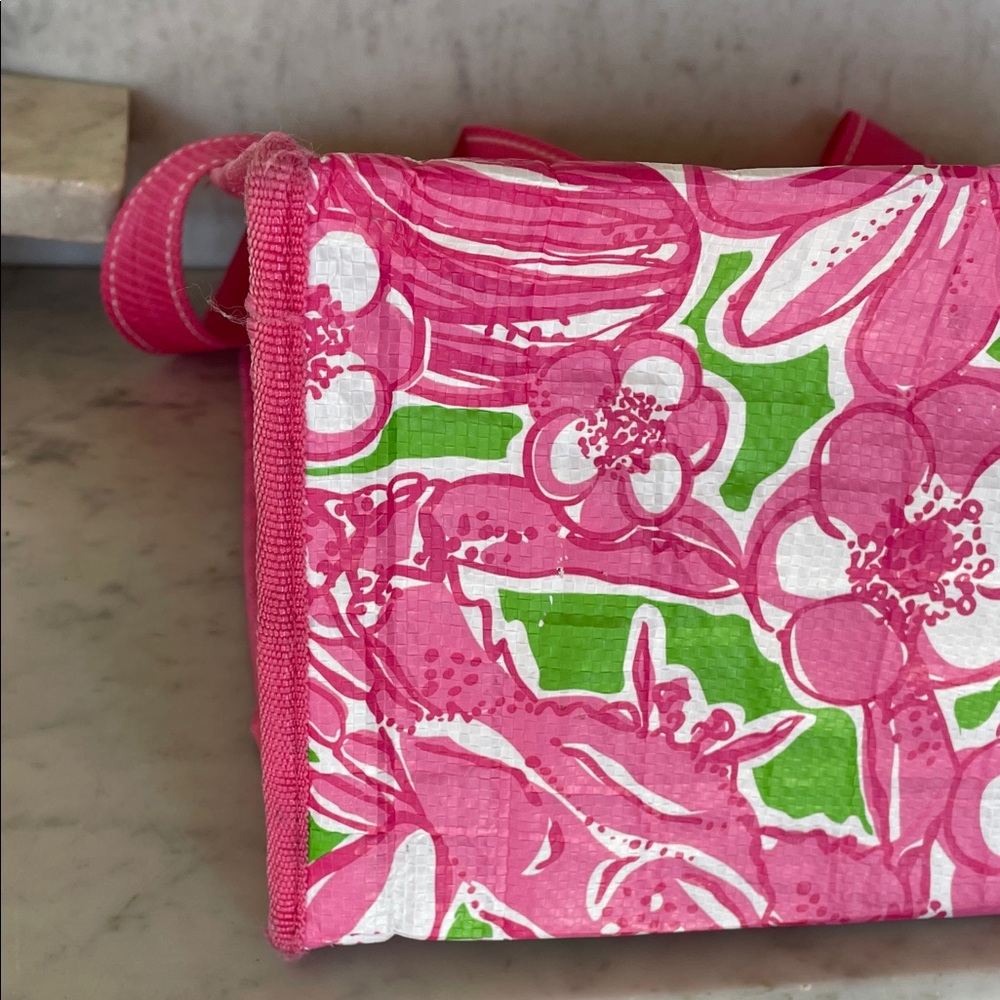 LILLY PULITZER Shore do love shopping Pink and Green Floral Market Eco Tote - Picture 16 of 16